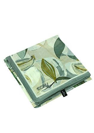 Ebruli Soft Pamuklu Çiçek Desenli Eşarp - 95x95 cm