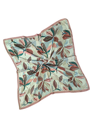 Ebruli Soft Pamuklu Çiçek Desenli Eşarp - 95x95 cm