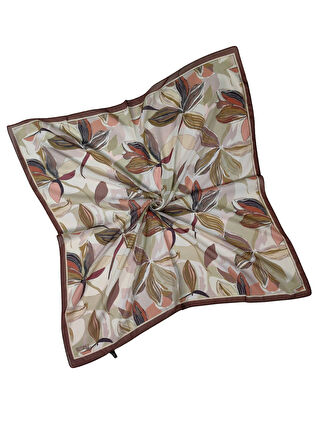 Ebruli Soft Pamuklu Çiçek Desenli Eşarp - 95x95 cm