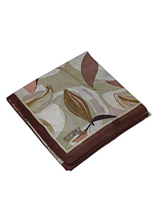 Ebruli Soft Pamuklu Çiçek Desenli Eşarp - 95x95 cm