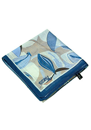 Ebruli Soft Pamuklu Çiçek Desenli Eşarp - 95x95 cm