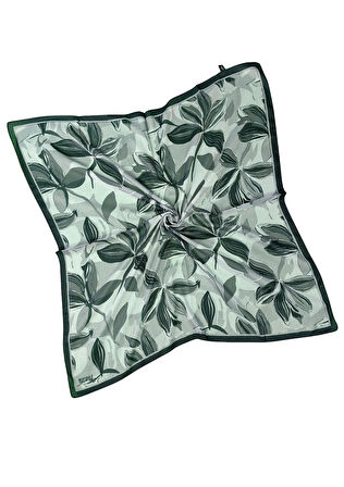 Ebruli Soft Pamuklu Çiçek Desenli Eşarp - 95x95 cm