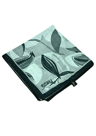 Ebruli Soft Pamuklu Çiçek Desenli Eşarp - 95x95 cm