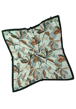 Ebruli Soft Pamuklu Çiçek Desenli Eşarp - 95x95 cm