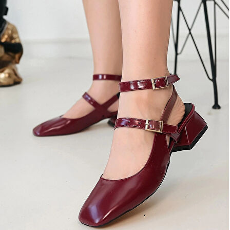 BİÇOMİ Karmi Mürdüm Cilt Topuklu Ayakkabı