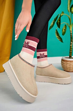 BİÇOMİ Foyk Bej Süet Bot