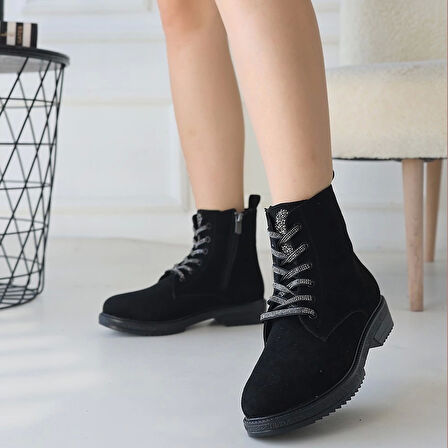 BİÇOMİ Kolly Siyah Süet Bağcıklı Bot