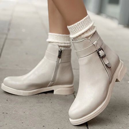 BİÇOMİ Wiota Bej Cilt Topuklu Bot