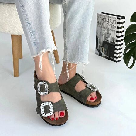 BİÇOMİ Nool Yeşil Nubuk Terlik