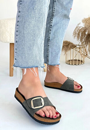 BİÇOMİ Zooy Yeşil Nubuk Terlik