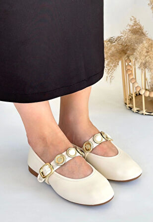 BİÇOMİ Atnis Bej Cilt Babet Ayakkabı