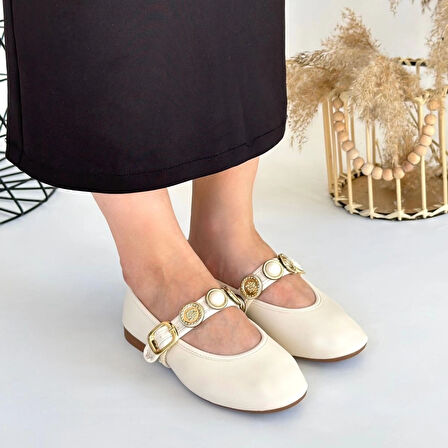 BİÇOMİ Atnis Bej Cilt Babet Ayakkabı