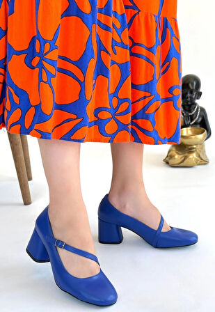 BİÇOMİ Kier Mavi Cilt Topuklu Ayakkabı