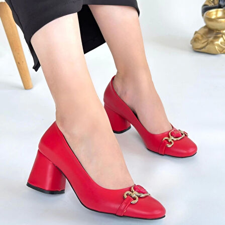 BİÇOMİ Lucky Kırmızı Cilt Topuklu Ayakkabı