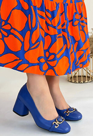 BİÇOMİ Lucky Mavi Cilt Topuklu Ayakkabı