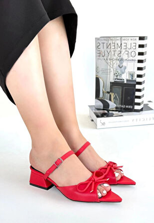 BİÇOMİ Lotta Kırmızı Cilt Topuklu Ayakkabı