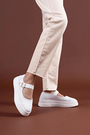 BİÇOMİ Lunni Beyaz Keten Spor Ayakkabı