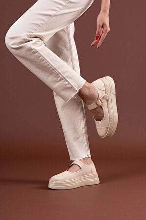 BİÇOMİ Lunni Bej Keten Spor Ayakkabı