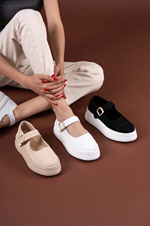 BİÇOMİ Lunni Bej Keten Spor Ayakkabı