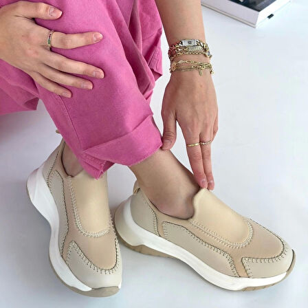 BİÇOMİ Kendy Bej Cilt Spor Ayakkabı