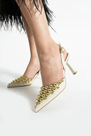 BİÇOMİ Makay Bej Rugan Topuklu Ayakkabı