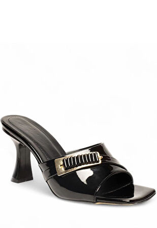 BİÇOMİ Sief Siyah Rugan Topuklu Terlik