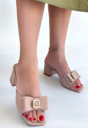 BİÇOMİ Veor Nude Cilt Topuklu Terlik