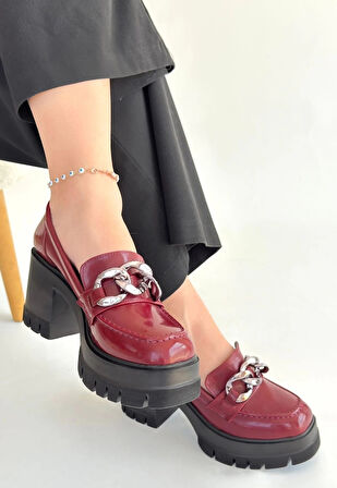 BİÇOMİ Winar Bordo Rugan Doldu Topuk Ayakkabı