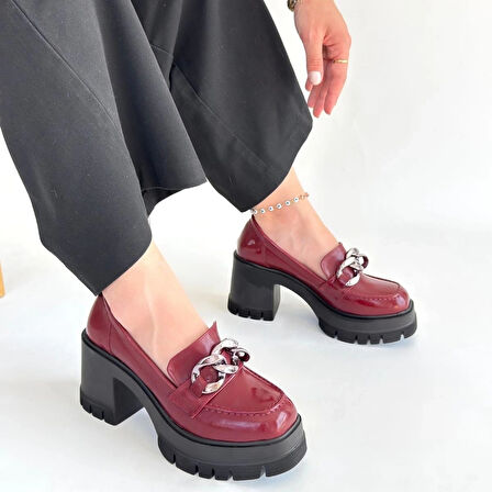 BİÇOMİ Winar Bordo Rugan Doldu Topuk Ayakkabı