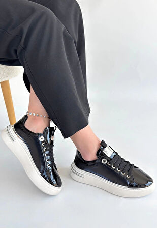 BİÇOMİ Hley Siyah Rugan Paraşüt Detaylı Bağcıklı Spor Ayakkabı