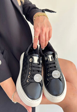 BİÇOMİ Jlar Siyah Cilt Bağcıklı Spor Ayakkabı