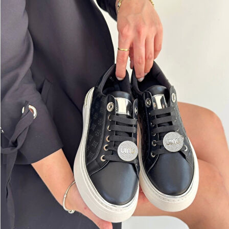 BİÇOMİ Jlar Siyah Cilt Bağcıklı Spor Ayakkabı