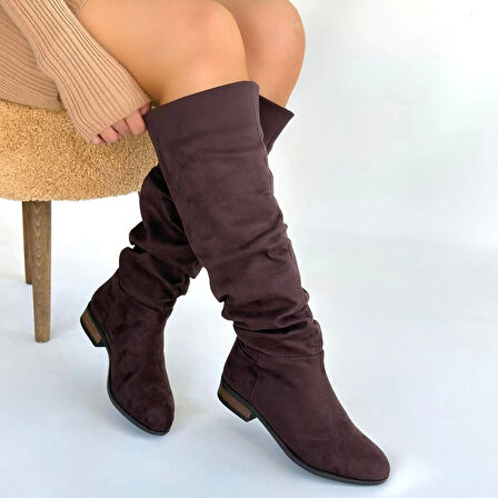 BİÇOMİ Winda Kahverengi Süet Körüklü Çizme