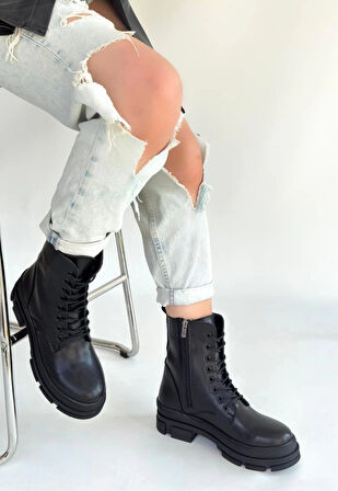 BİÇOMİ Allex Siyah Cilt Bağcıklı Bot