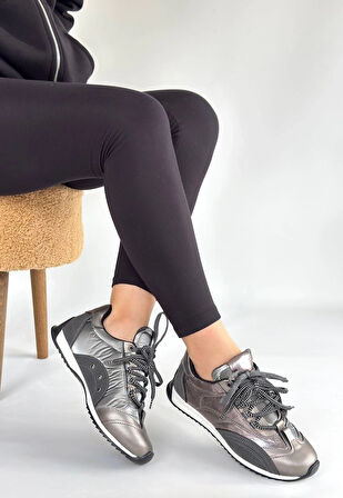 BİÇOMİ Ranu Platin Cilt Paraşüt Detaylı Bağcıklı Spor Ayakkabı