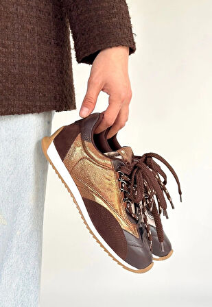 BİÇOMİ Ranu Kahverengi Cilt Paraşüt Detaylı Bağcıklı Spor Ayakkabı