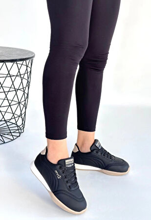 BİÇOMİ Tawen Siyah Cilt Bej Tabanlı Bağcıklı Spor Ayakkabı