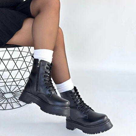 BİÇOMİ Jonni Siyah Cilt Bağcıklı Bot