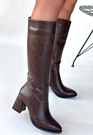 BİÇOMİ Morena Acı Kahve Cilt Topuklu Çizme
