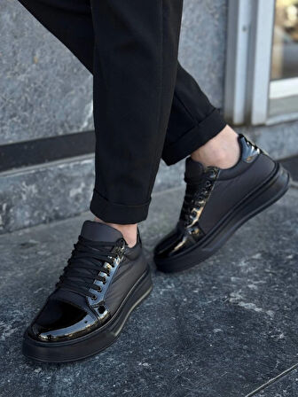 BİÇOMİ KB-X46 Kuback Siyah Rugan Yüksek Siyah Taban Günlük Spor Ayakkabı