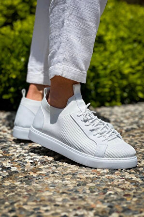 BİÇOMİ KB-112   Kuback Beyaz Triko Bağcıklı  Günlük Erkek  Ayakkabı