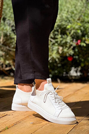 BİÇOMİ KB-112   Kuback Beyaz Triko Bağcıklı  Günlük Erkek  Ayakkabı