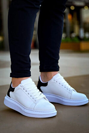 BİÇOMİ KB-X500  Kuback Bağcıklı Beyaz Siyah  Günlük Erkek Ayakkabı