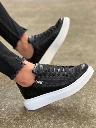 BİÇOMİ KB-309  Kuback  Siyah Fermuar Ve Bağcıklı  Günlük Erkek  Ayakkabı