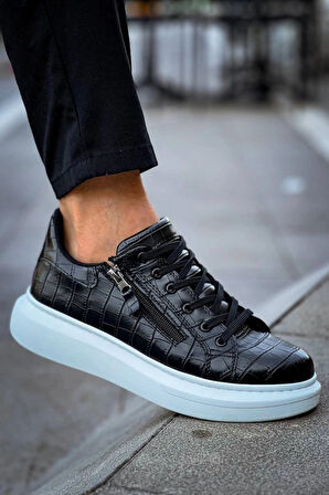 BİÇOMİ KB-309  Kuback  Siyah Fermuar Ve Bağcıklı  Günlük Erkek  Ayakkabı