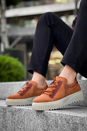 BİÇOMİ KB-X502  Kuback Taba Süet Yüksek Bej Taban Bağcık Detaylı Lastikli Günlük Erkek Ayakkabı