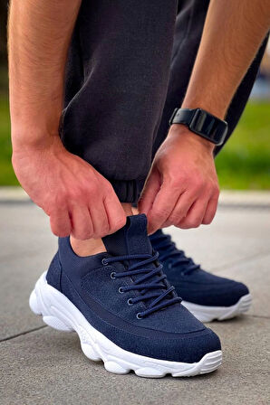 BİÇOMİ KB-707  Kuback Lacivert Süet Yüksek Taban Bağcıklı Günlük Erkek Ayakkabı