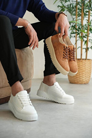 BİÇOMİ KB-X516 Kuback Beyaz Cilt Günlük Erkek Ayakkabı