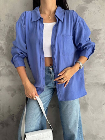BİÇOMİ Modal oversize cepli gömlek