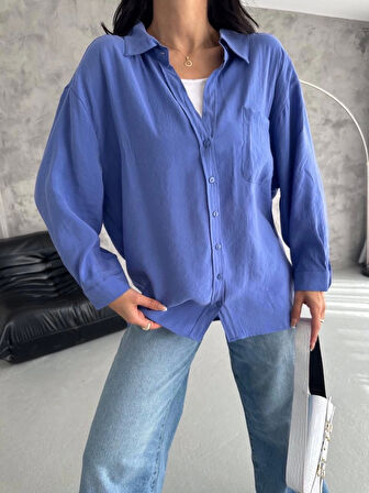 BİÇOMİ Modal oversize cepli gömlek